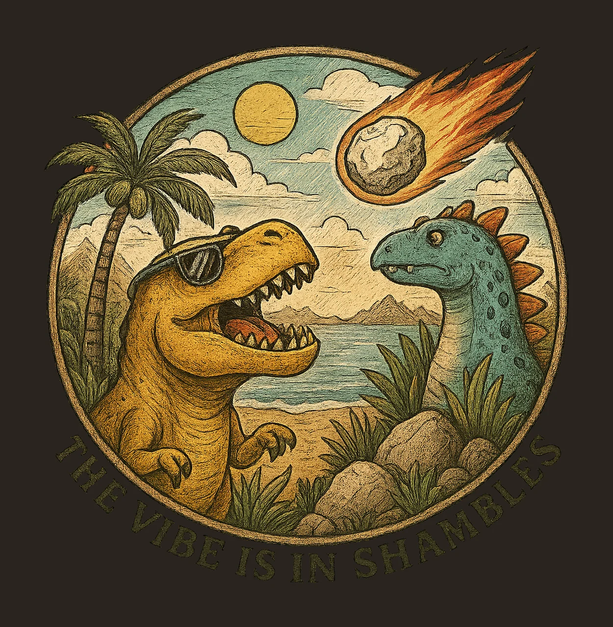 The Vibe Is In Shambles Funny Dinosaur Meme Vintage Mental contrast preview thumbnail