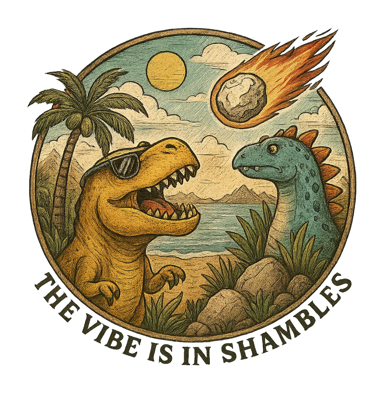 The Vibe Is In Shambles Funny Dinosaur Meme Vintage Mental