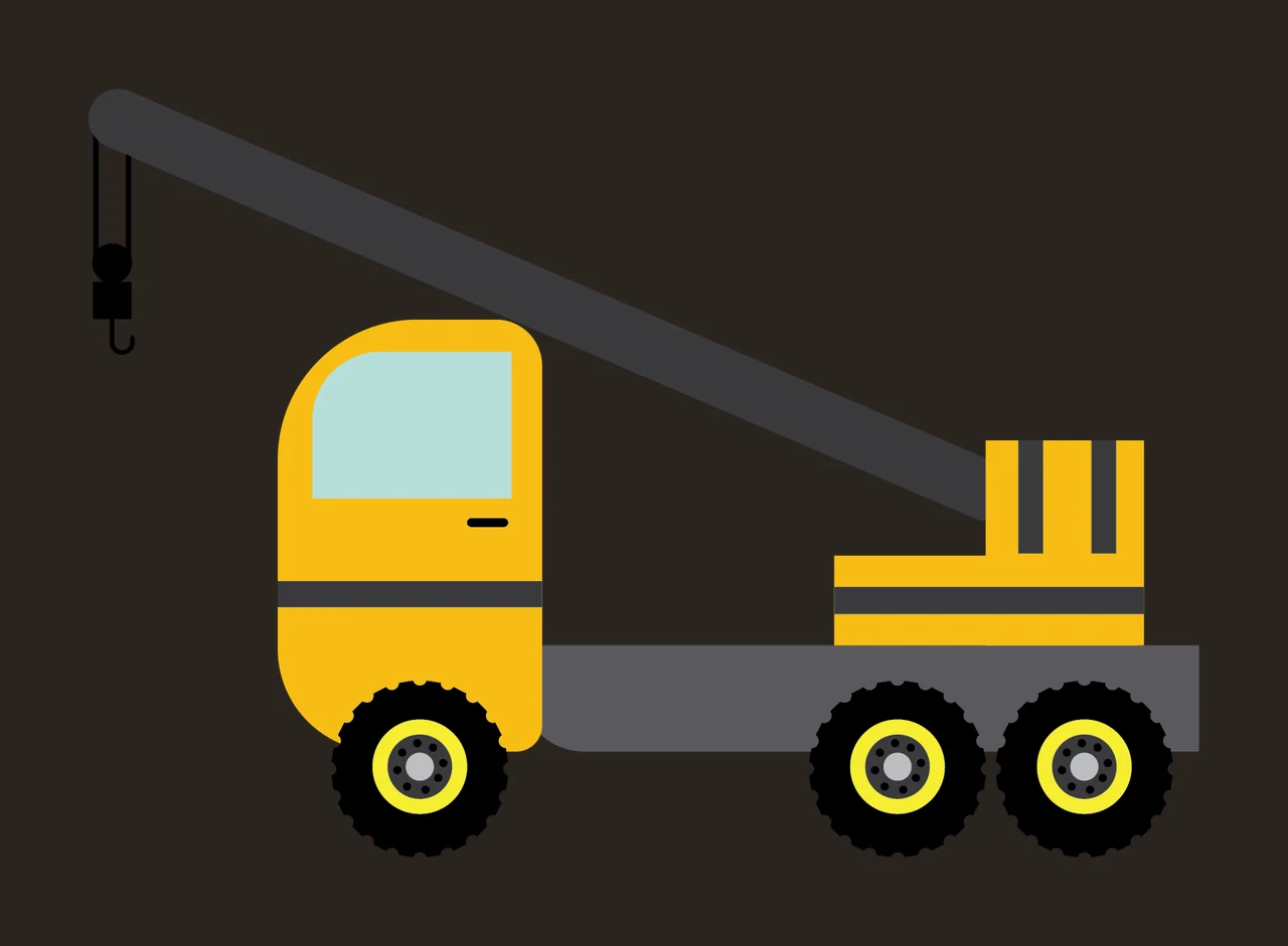 Construction Simple Black Silhouette Of A Mobile Crane Static contrast preview thumbnail