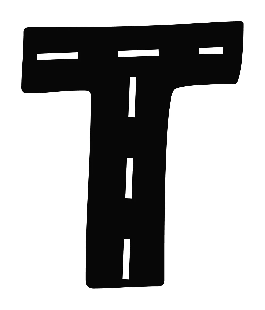 Can Glass Wrap Road Textured Letter T Shape