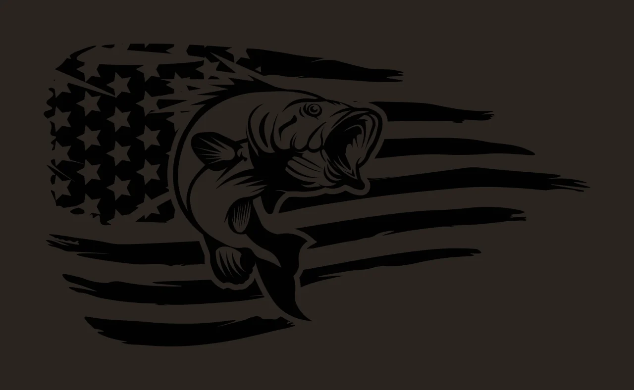 Fish Jumping Over American Flag Stripes leaping stars distressed contrast preview thumbnail