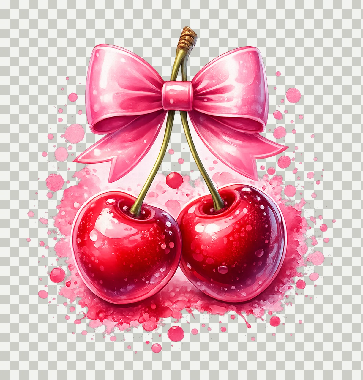 Cherry Artwork with Bow Cute Coquette Cherries Sublimation transparency and detail preview thumbnail