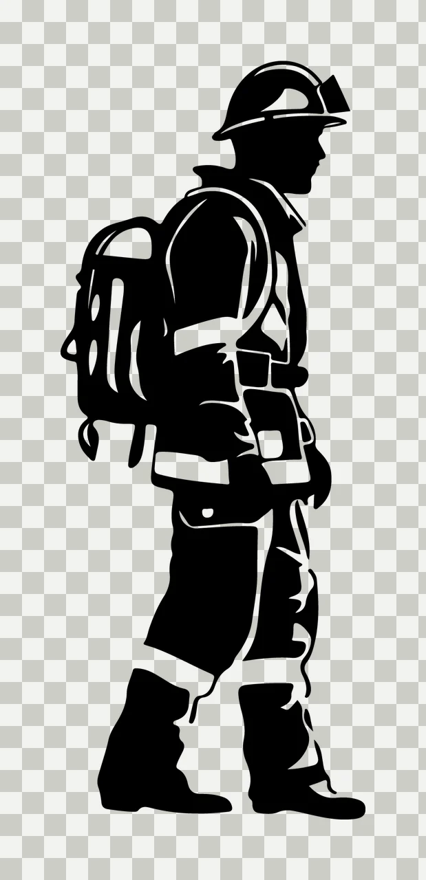 Can Glass Wrap Firefighter Silhouette Side Profile transparency and detail preview thumbnail