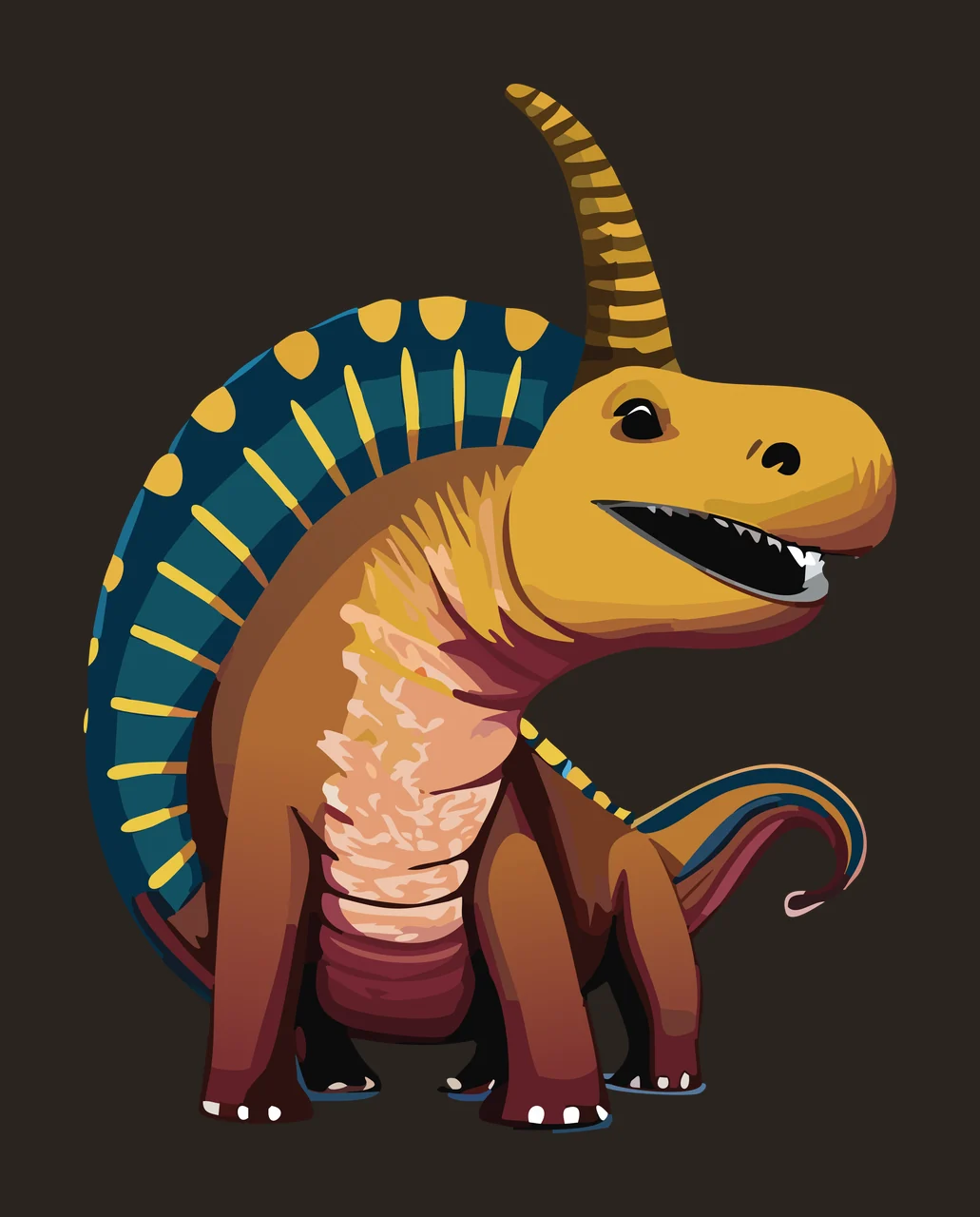 Dinosaur Standing Horned Skeleton Outline horns black white contrast preview thumbnail