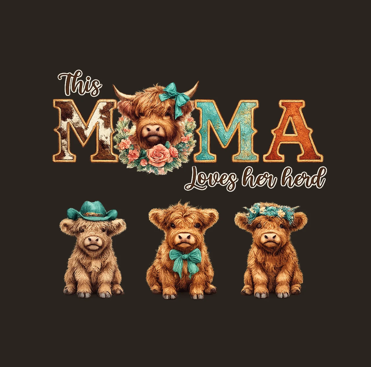 Custom Highland Cow Mom Design This Mama Loves Herd Western contrast preview thumbnail