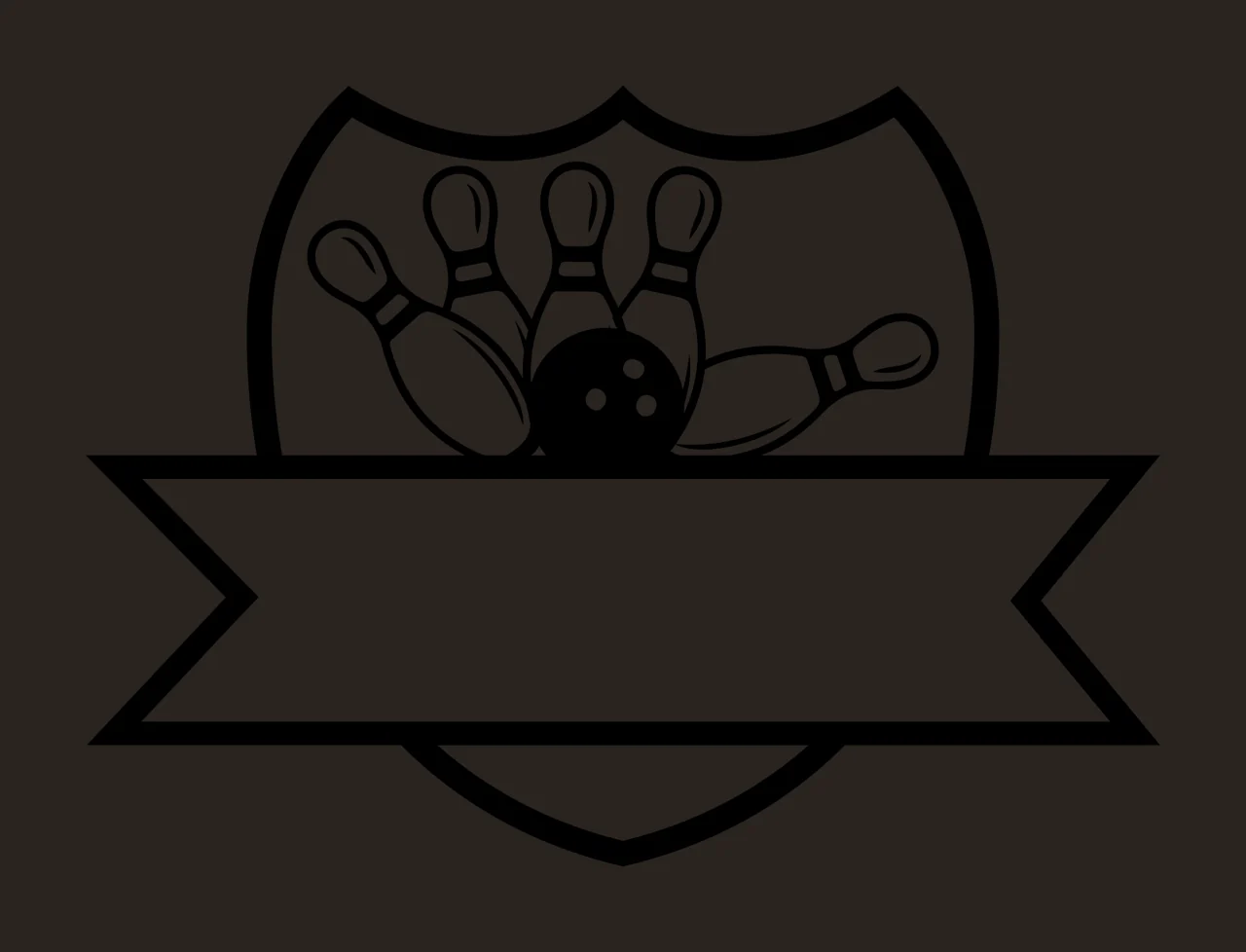 Bowling Pins And Ball With Shield Banner contrast preview thumbnail
