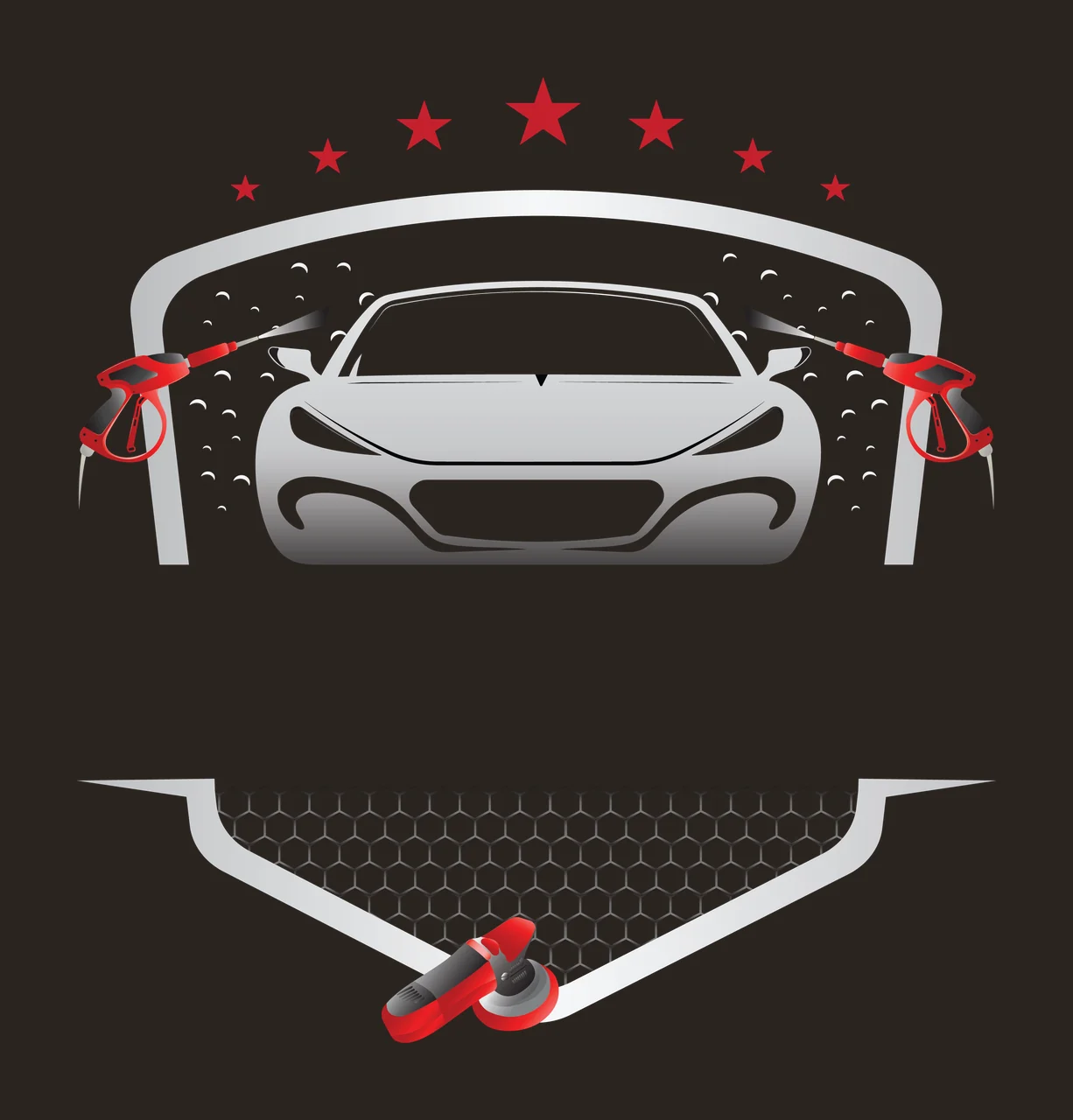 Logo Front View Of Car With Spray Nozzles honeycomb stars Variation contrast preview thumbnail