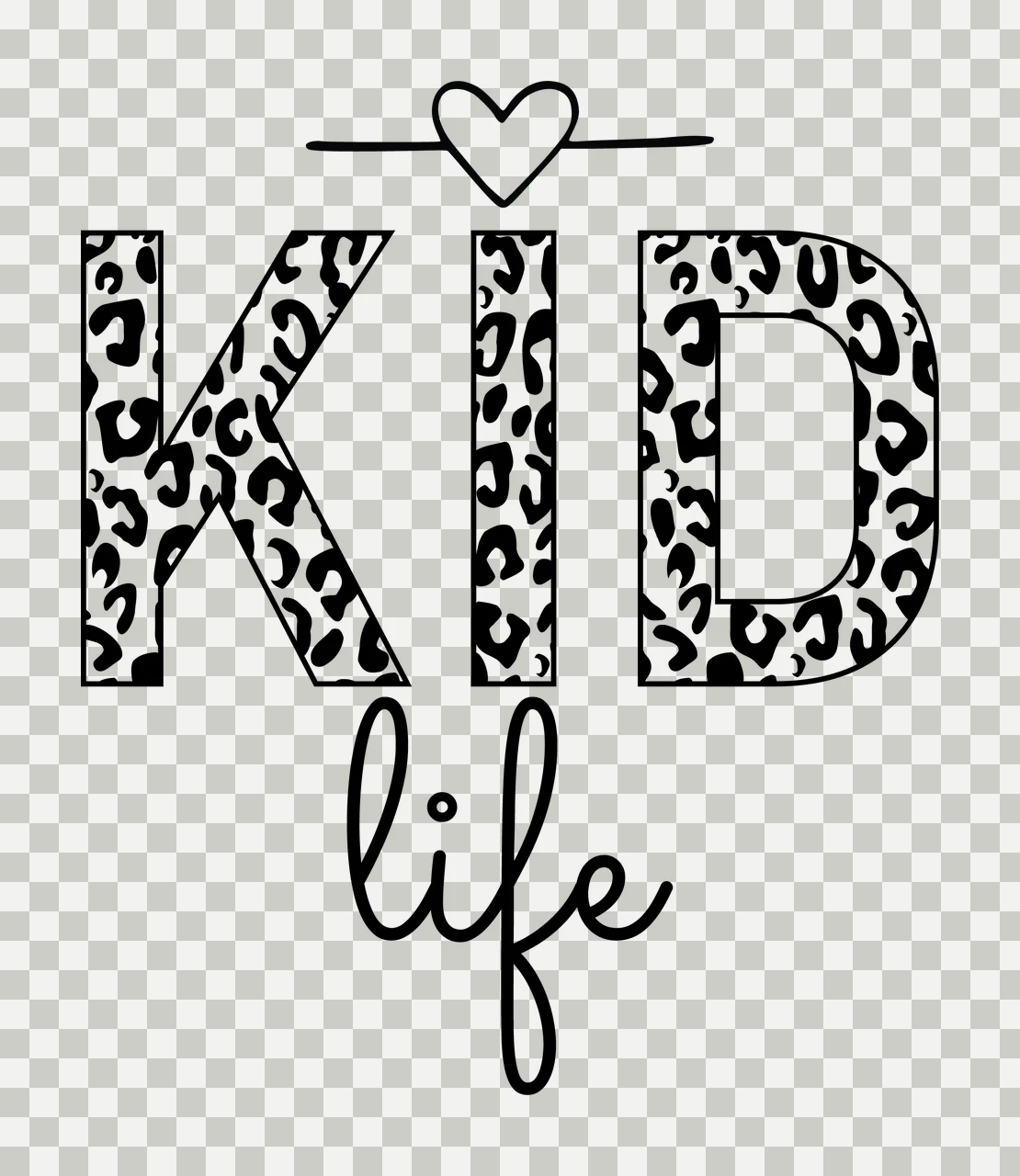 Kid Life Animal Print Graphic Text and heart Decorating Decorative transparency and detail preview thumbnail