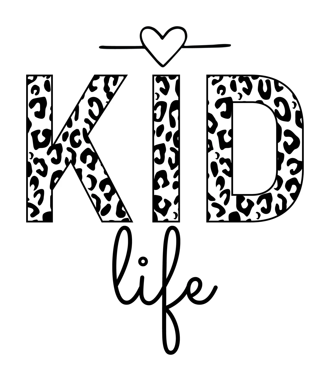 Kid Life Animal Print Graphic Text and heart Decorating Decorative