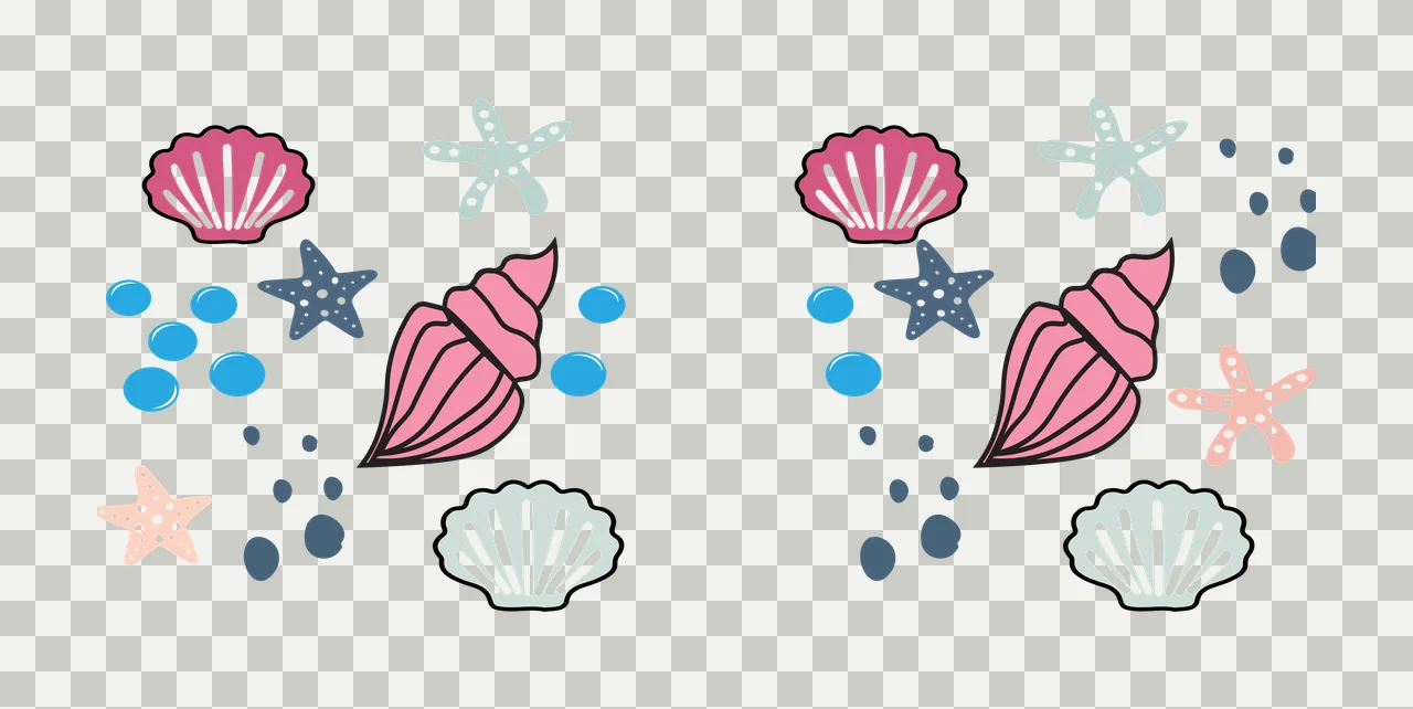 Sea Can Glass Wrap Seashells And Starfish Marine life dots transparency and detail preview thumbnail