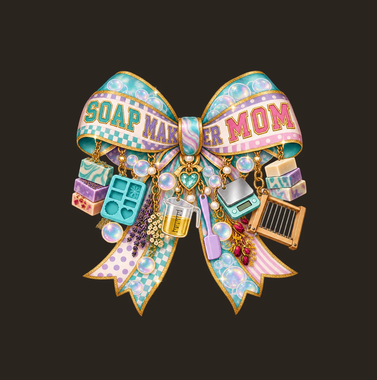 Soap Maker Mom Bow Charm PNG, Patterned Varsity Mom Ribbon Clipart, Transparent Sublimation Digital Download contrast preview thumbnail