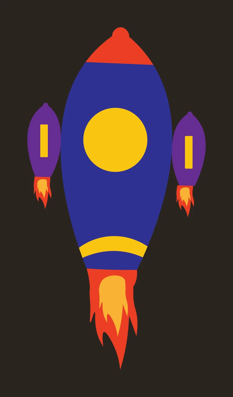 Space Black Rocket Silhouette With Two Smaller Thrusters flying contrast preview thumbnail