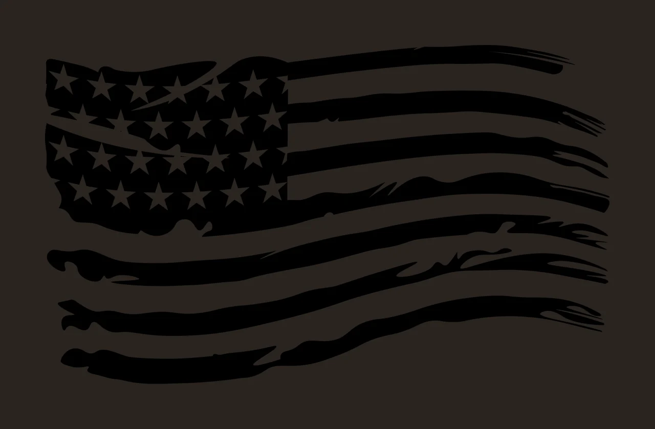 Black Flag Waving Silhouette Design Element stars stripes distressed contrast preview thumbnail