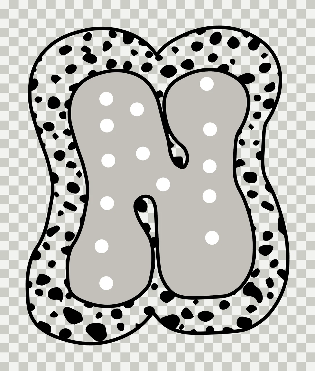 Dalmatian Dots Font Race Doodle Character 10 racing checkered flag transparency and detail preview thumbnail