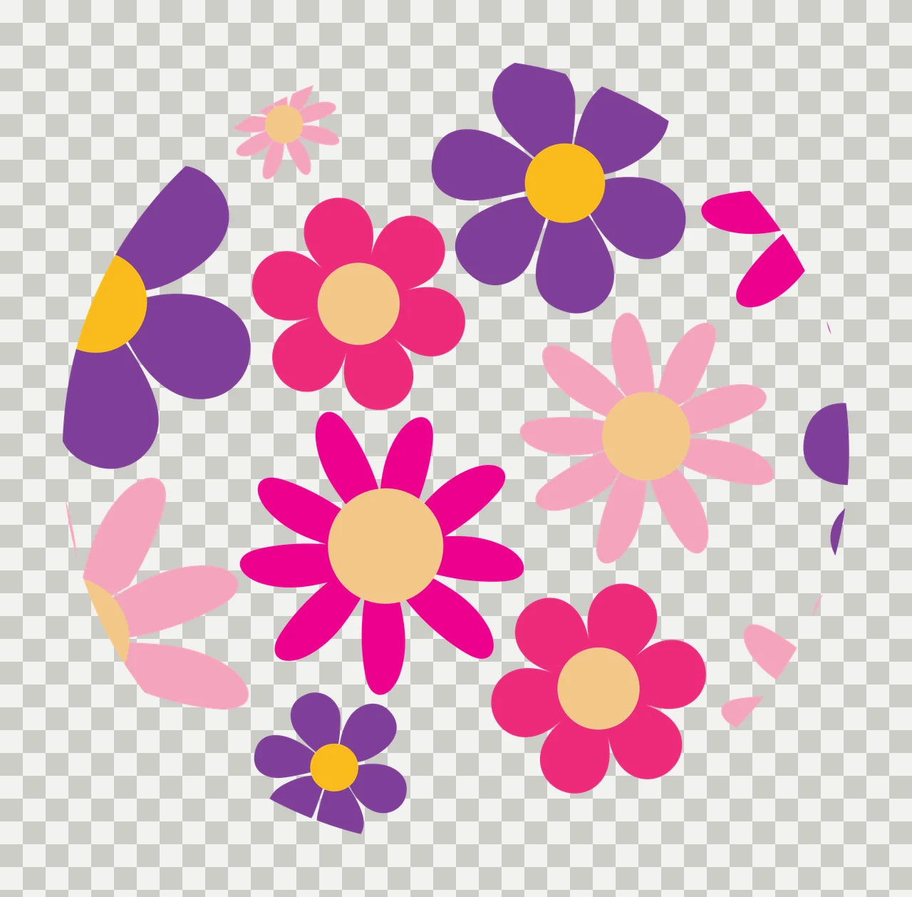 Keychain Circular Pattern With Black Flowers repeating circle transparency and detail preview thumbnail