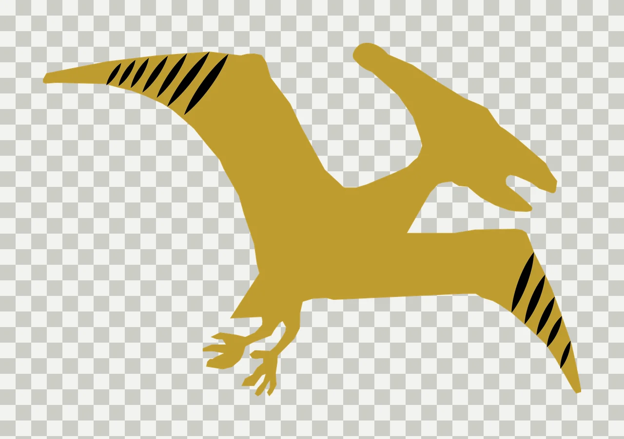 Dinosaur Black Silhouette Of A Flying Pterosaur wings beak transparency and detail preview thumbnail