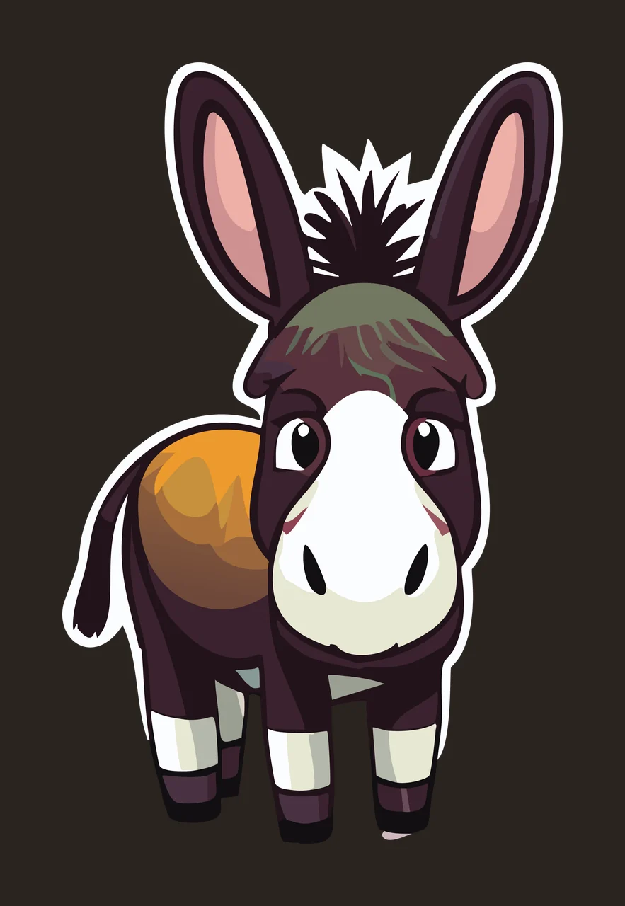 Animal Donkey Standing Cartoon Silhouette ears mane black white contrast preview thumbnail