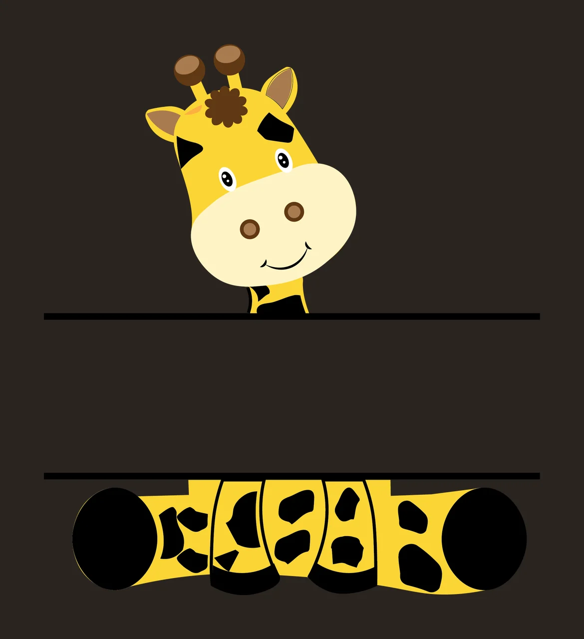 Animal Giraffe Head Split Monogram looking horns ears bar silhouette contrast preview thumbnail
