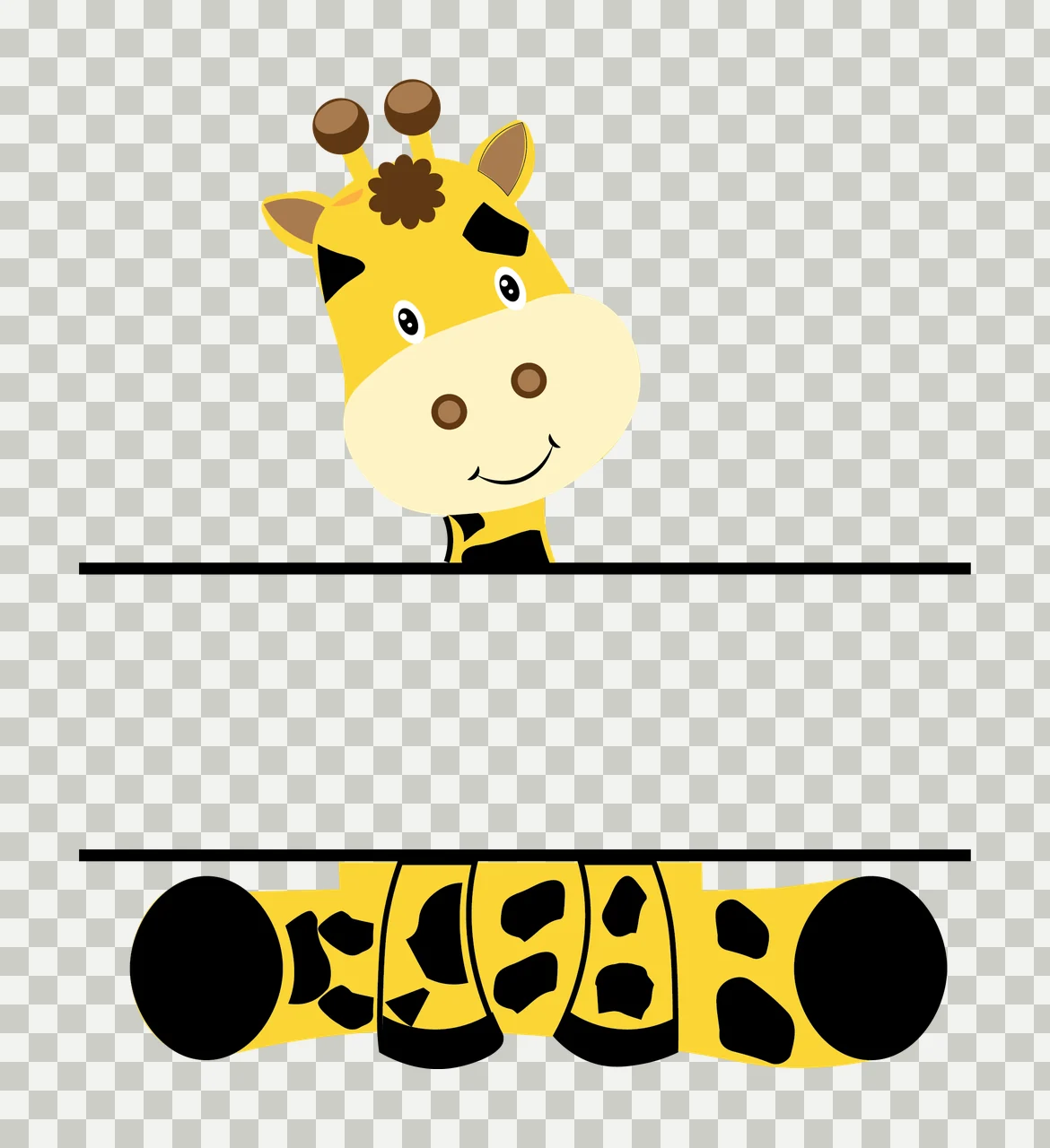 Animal Giraffe Head Split Monogram looking horns ears bar silhouette transparency and detail preview thumbnail