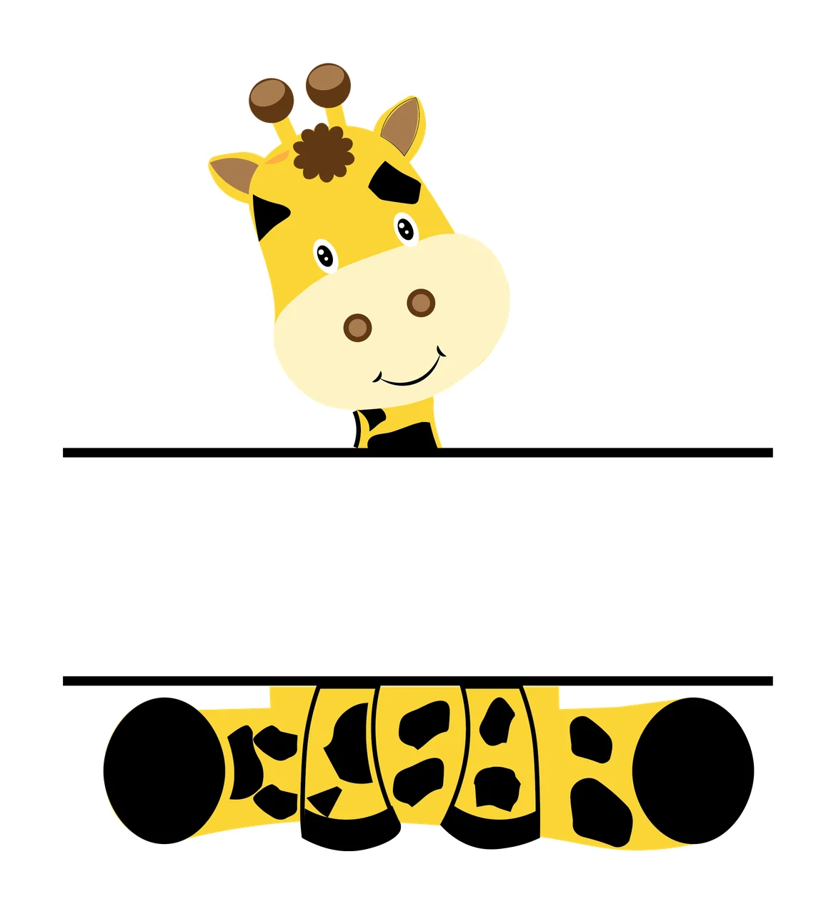 Animal Giraffe Head Split Monogram looking horns ears bar silhouette