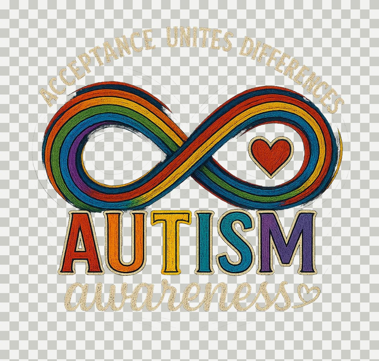 Autism awareness infinity heart design neurodiversity transparency and detail preview thumbnail