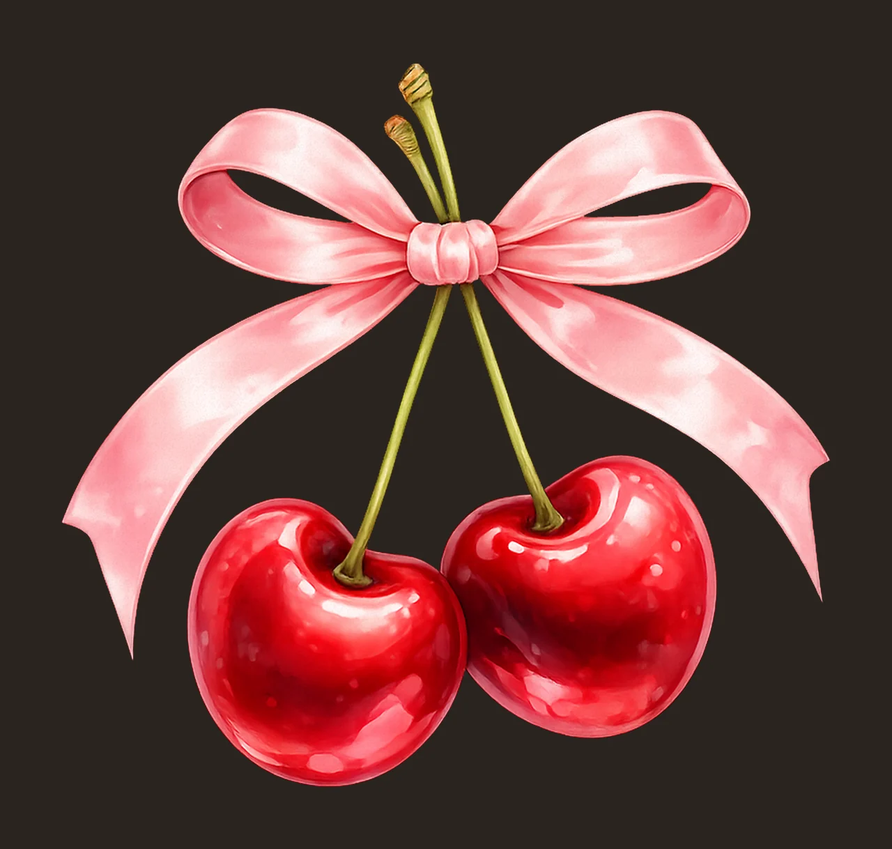 Cherry Bow Coquette Shirt Design Cute Fruit Artwork Bow and contrast preview thumbnail