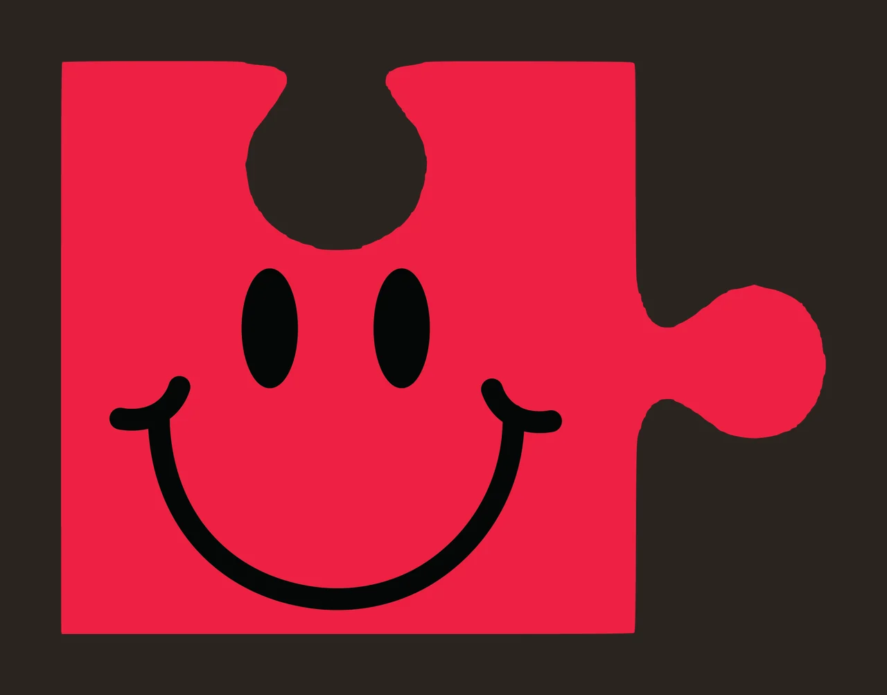 Black Square Jigsaw Puzzle Piece With Rounded Interlocking tab contrast preview thumbnail