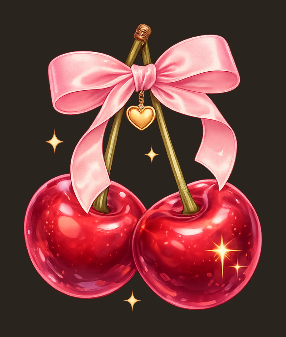 Coquette cherry bow watercolor trendy Artwork cute fruit contrast preview thumbnail