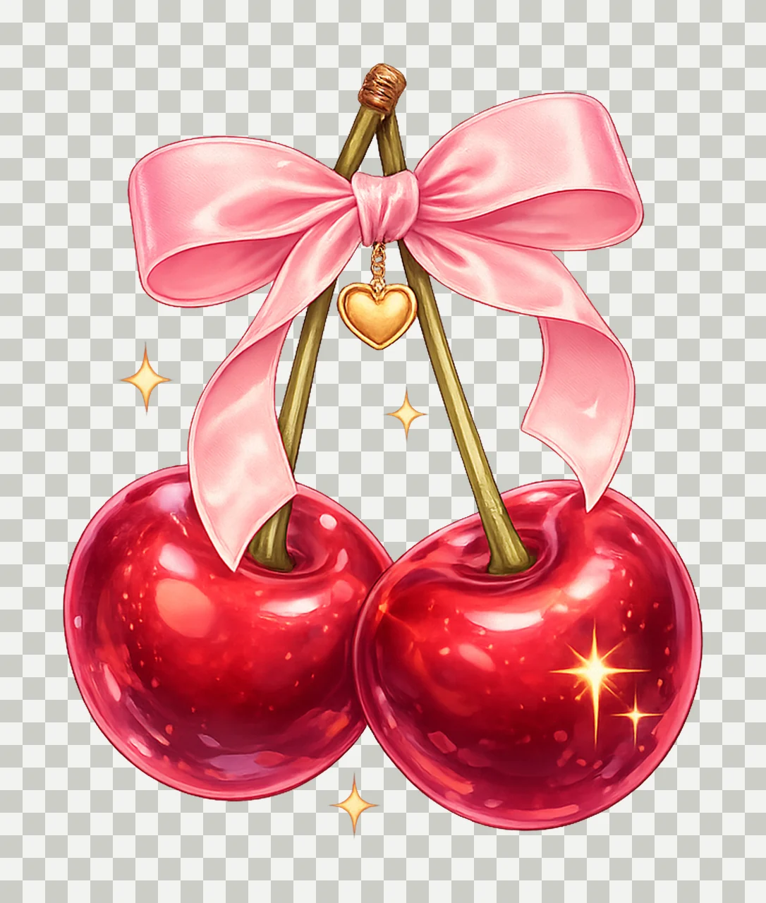 Coquette cherry bow watercolor trendy Artwork cute fruit transparency and detail preview thumbnail