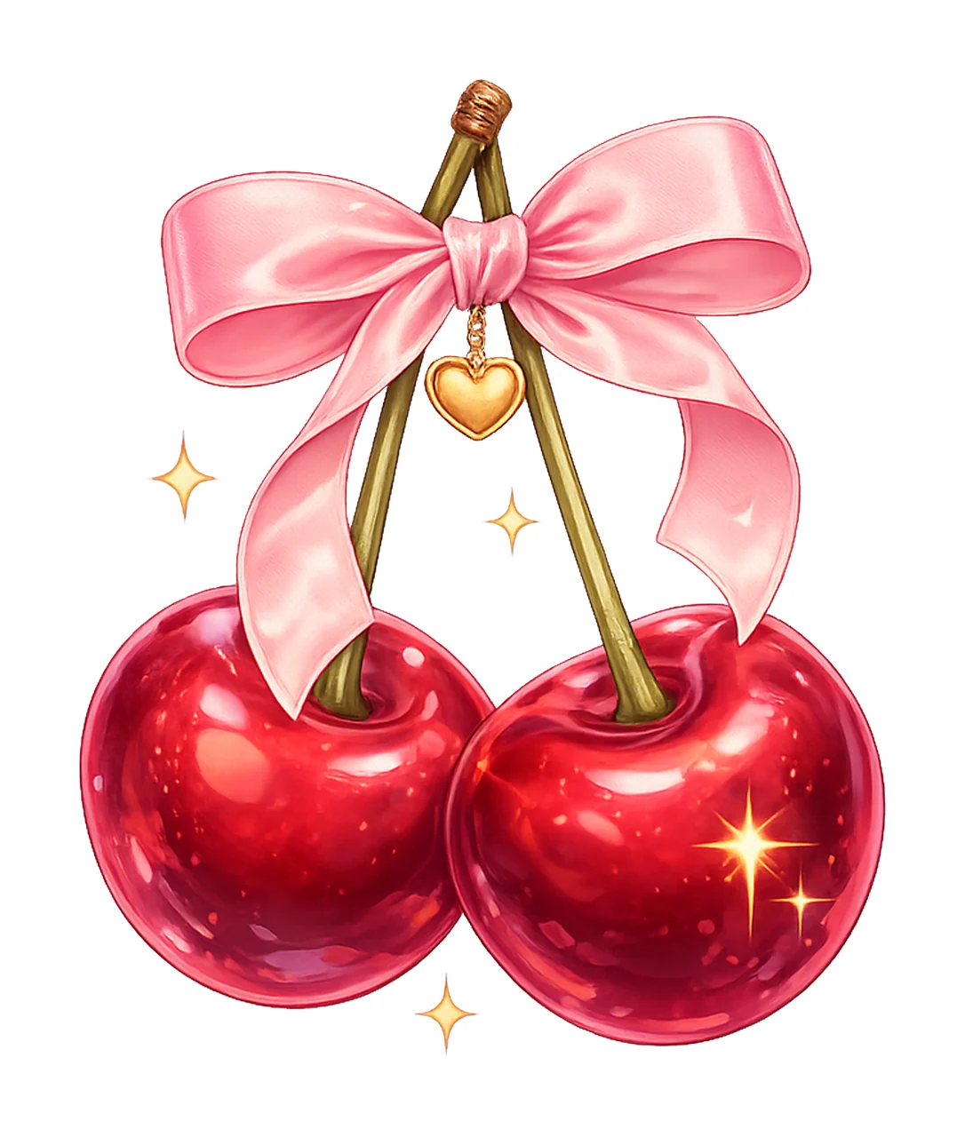 Coquette cherry bow watercolor trendy Artwork cute fruit