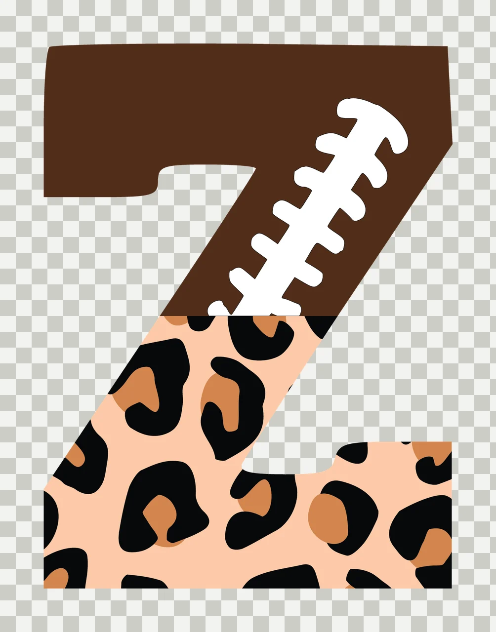 Football Font Half Leopard Character 17 american gridiron touchdown transparency and detail preview thumbnail