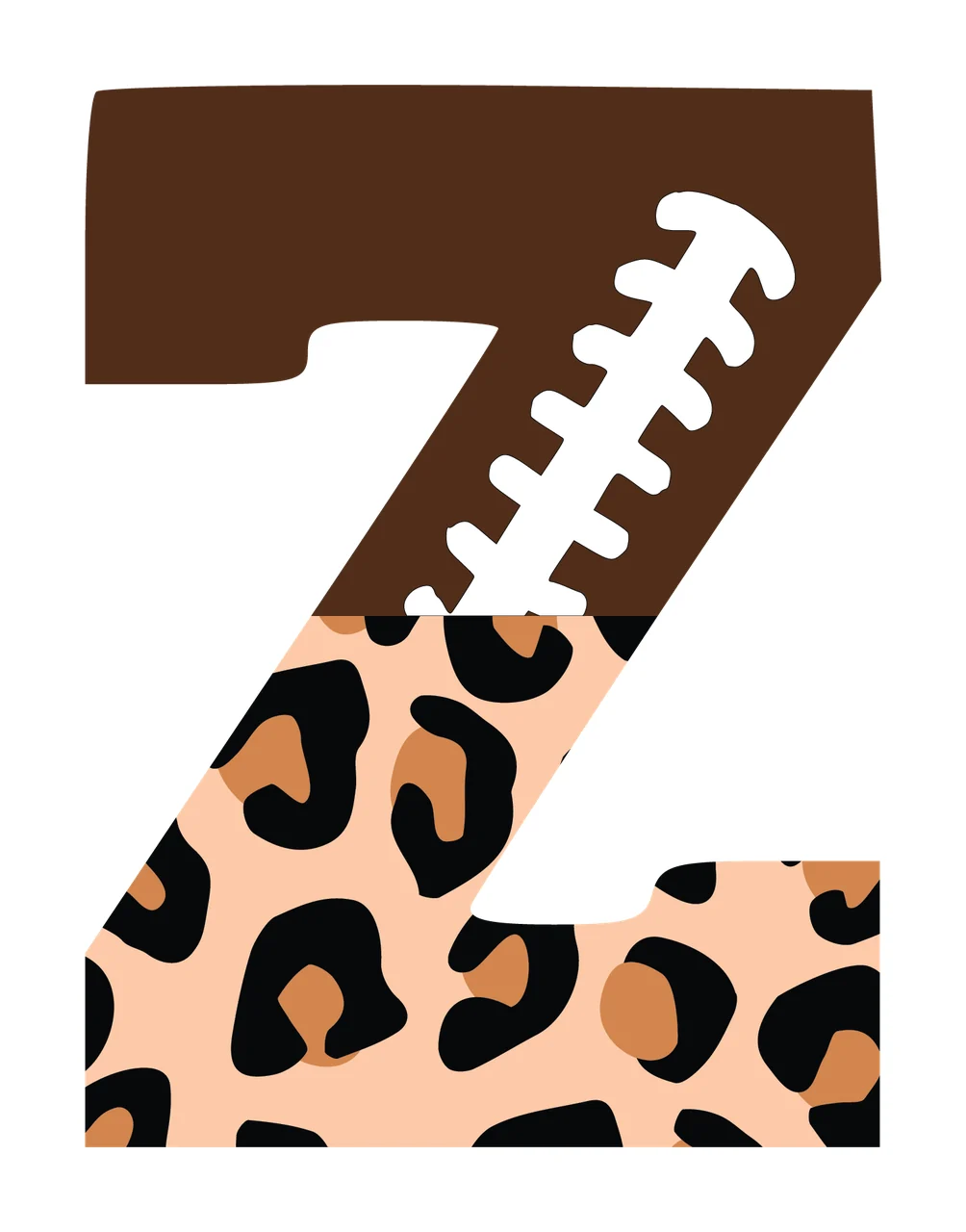 Football Font Half Leopard Character 17 american gridiron touchdown