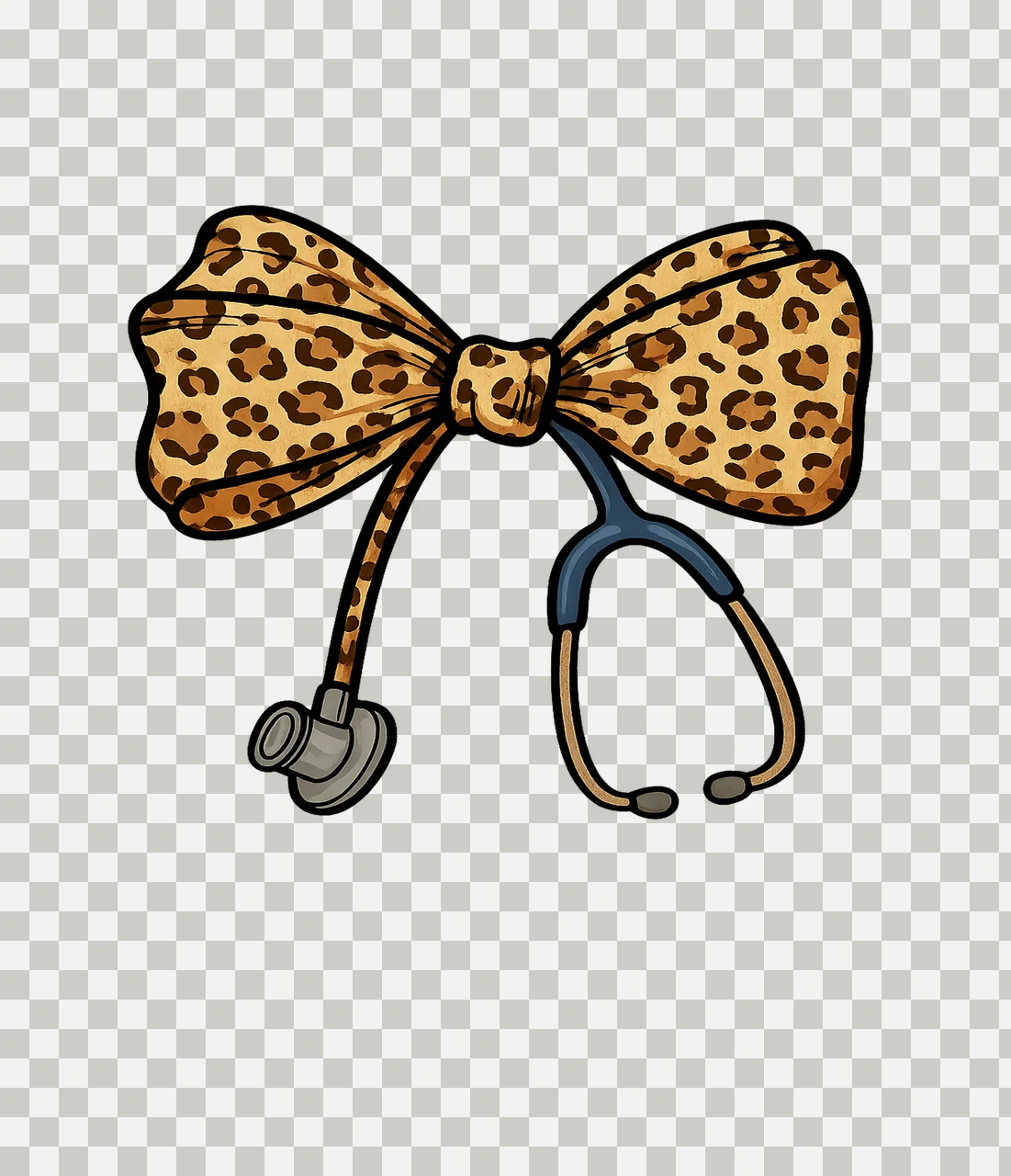 Bow Tied With Stethoscope And Leopard Print ribbon animal transparency and detail preview thumbnail