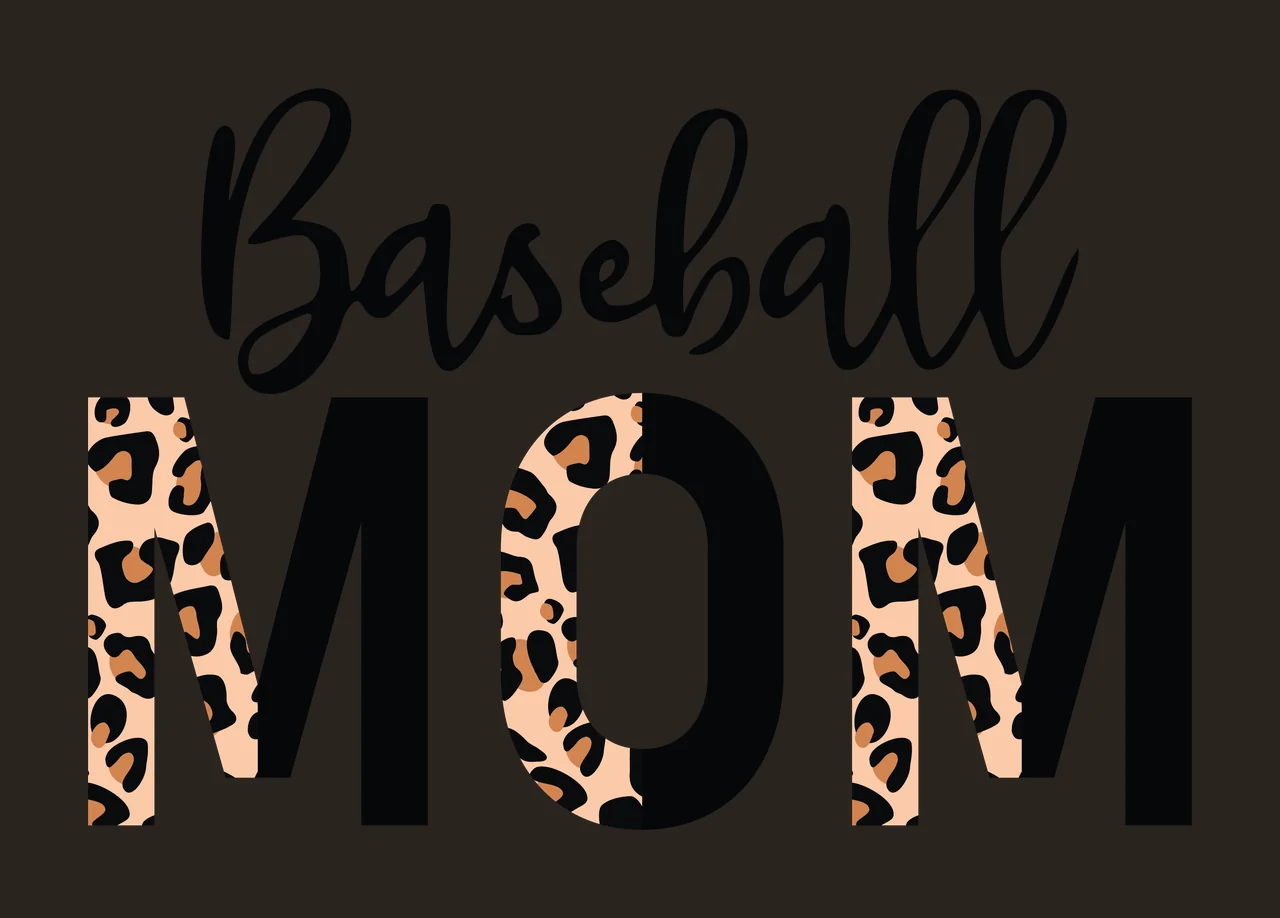 Baseball Mom Text Graphic With Leopard Print Pattern displaying contrast preview thumbnail