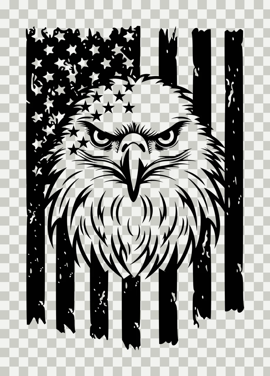Eagle Flag Face And Distressed staring stars stripes black transparency and detail preview thumbnail