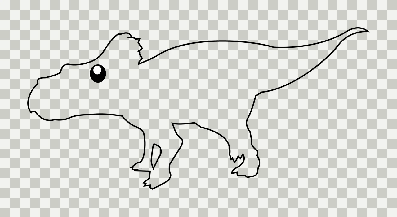 Dinosaur Four Legged Side View standing eye tail line drawing transparency and detail preview thumbnail