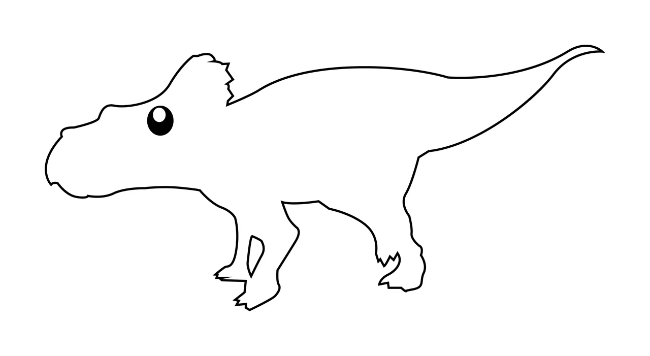 Dinosaur Four Legged Side View standing eye tail line drawing