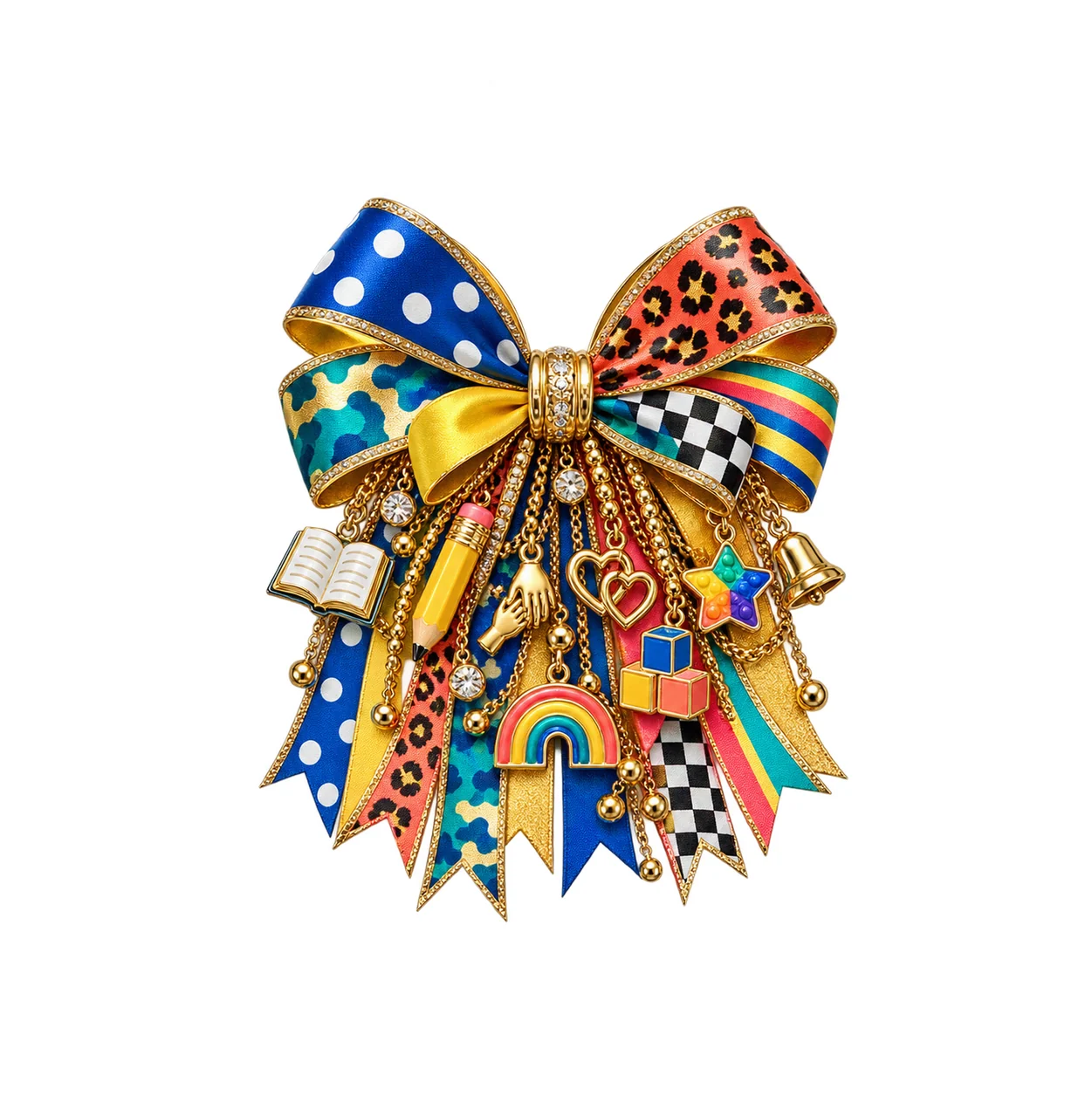 Special Education Teacher Bow Charm PNG, Themed Gold Chain Charms, Coquette Ribbon Sublimation Design, Transparent Digital Download