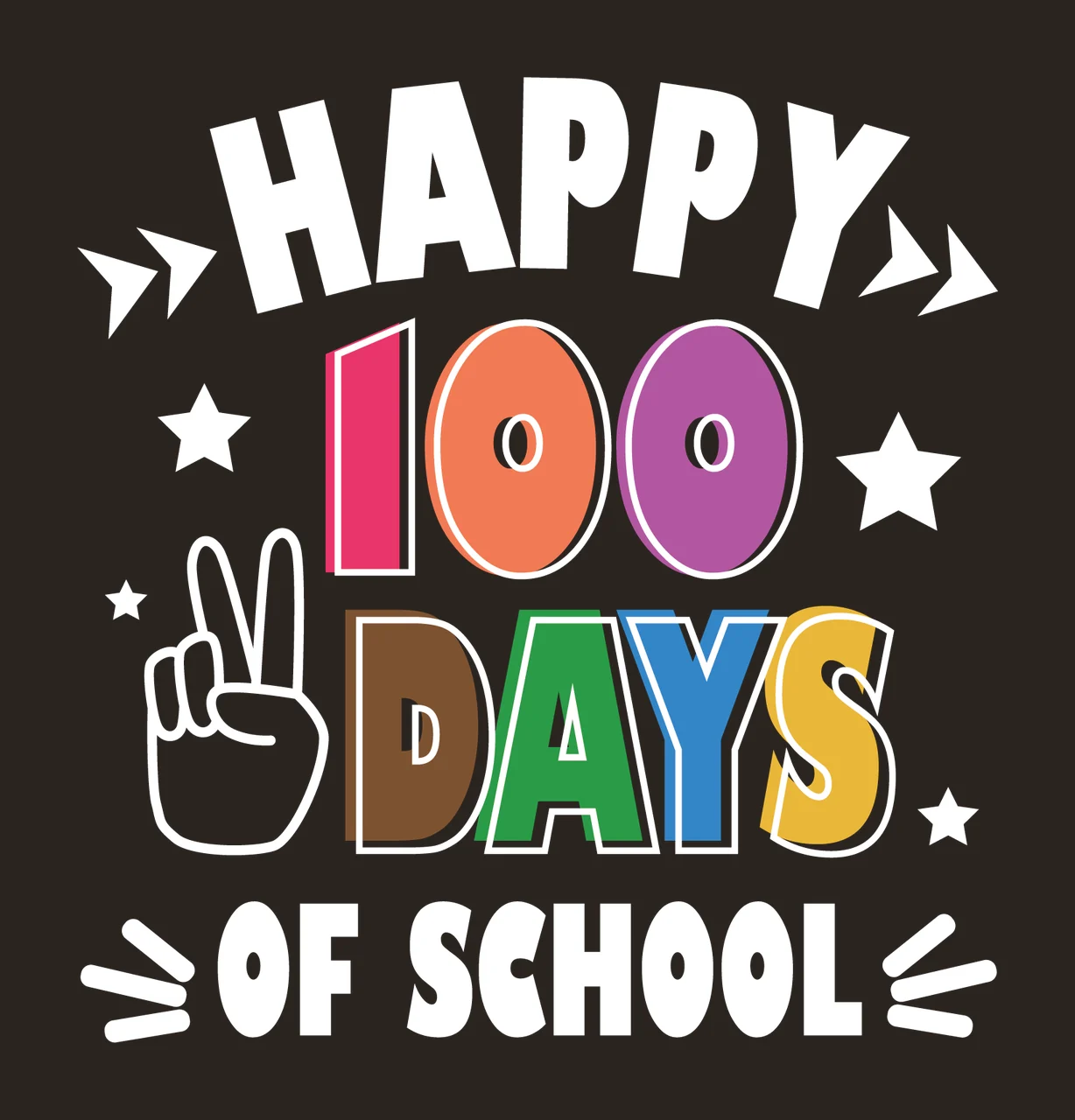 Happy 100 Days Of School Text conveying message hand stars contrast preview thumbnail