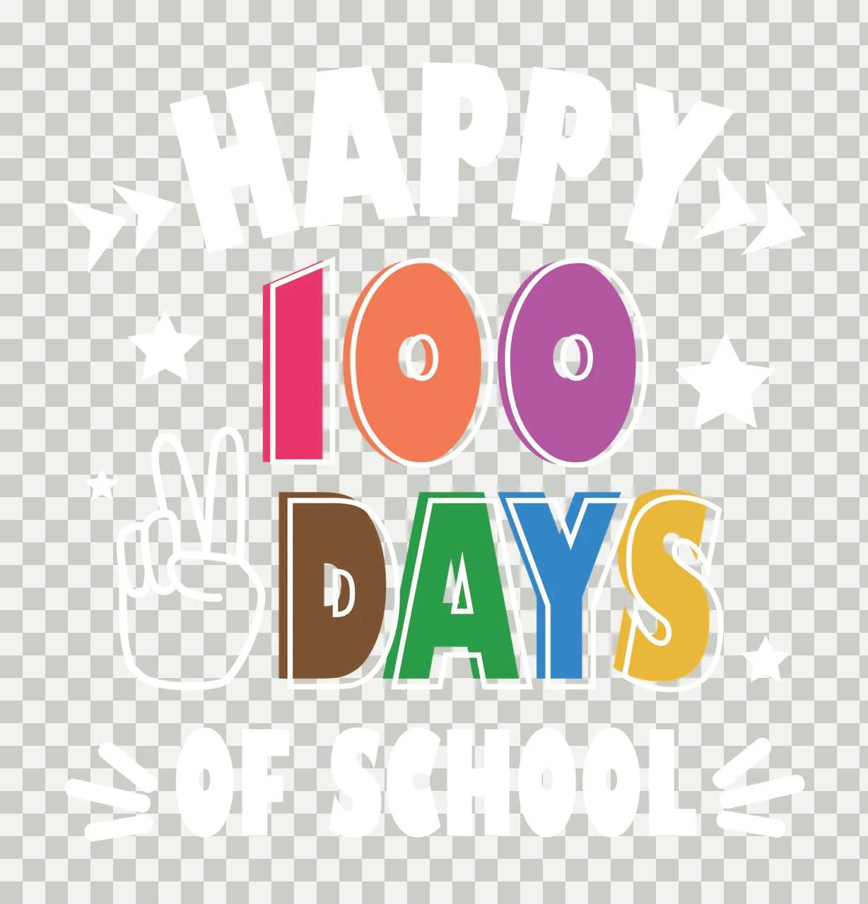 Happy 100 Days Of School Text conveying message hand stars transparency and detail preview thumbnail
