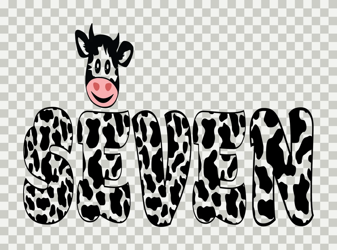 Cow Pattern Letter Design print head letters cartoon black transparency and detail preview thumbnail