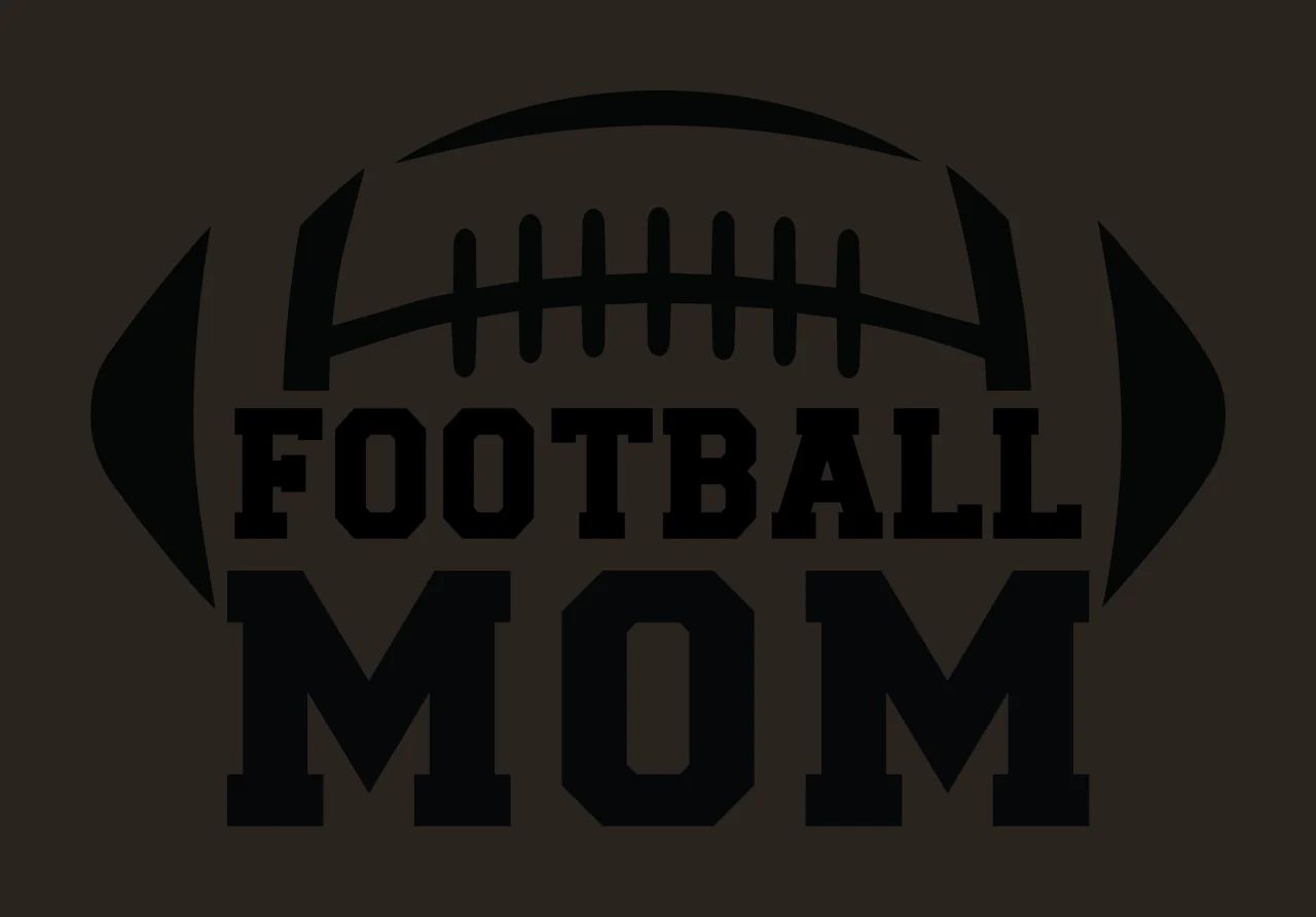 Football Mom Text Label With Large Black Graphic silhouette contrast preview thumbnail