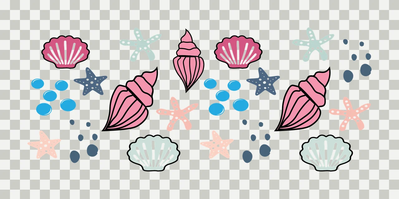 Can Glass Wrap Seashells And Starfish Nautical Pattern seashell transparency and detail preview thumbnail