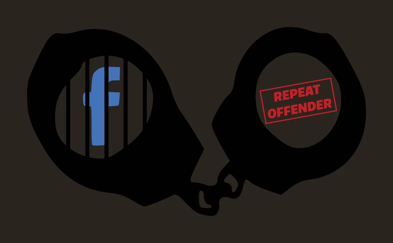 REPEAT OFFENDER Typography Design with handcuffs, jail bars, logo and red stamp in black and blue contrast preview thumbnail
