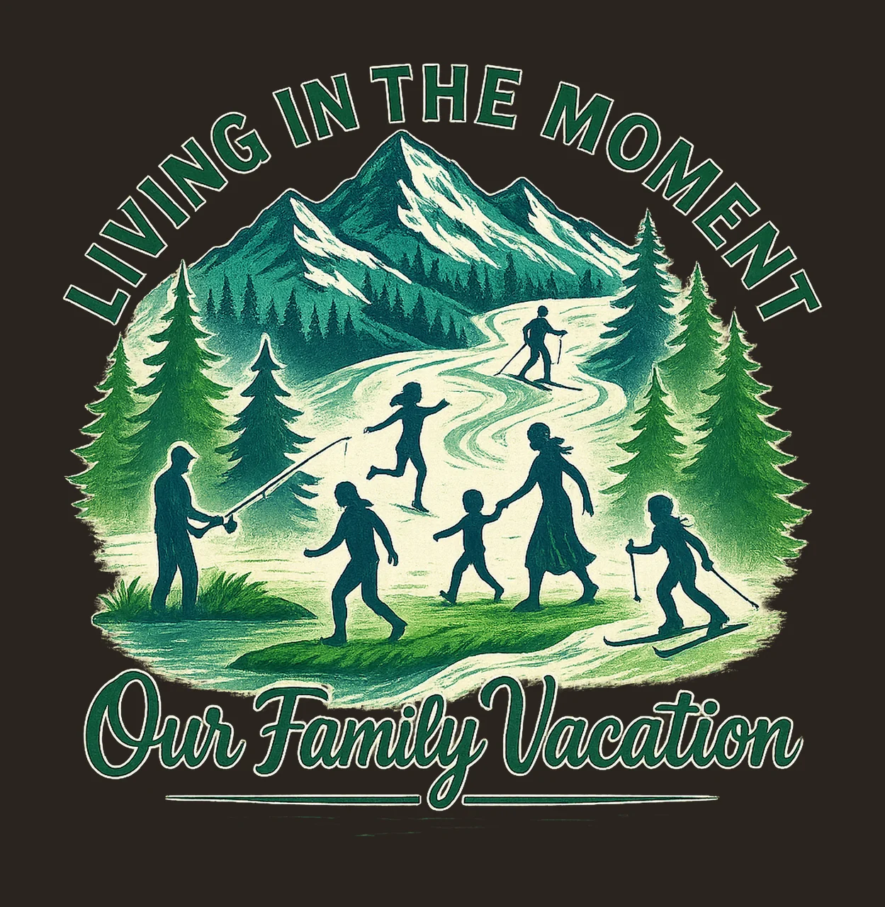 Family Ski Vacation Design Winter Sports Artwork Skiing contrast preview thumbnail
