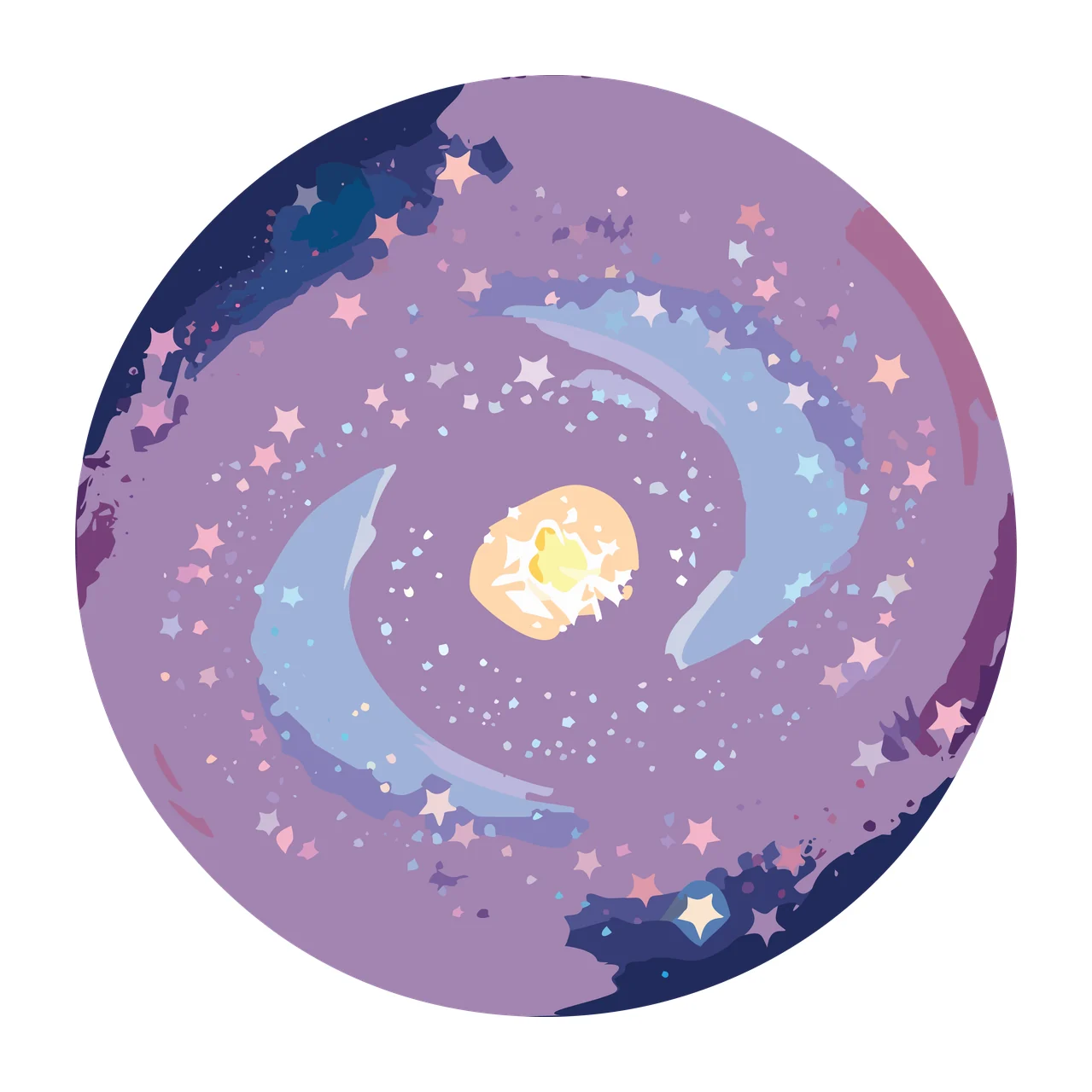 Space Circular Black Star Constellation Border pattern forming