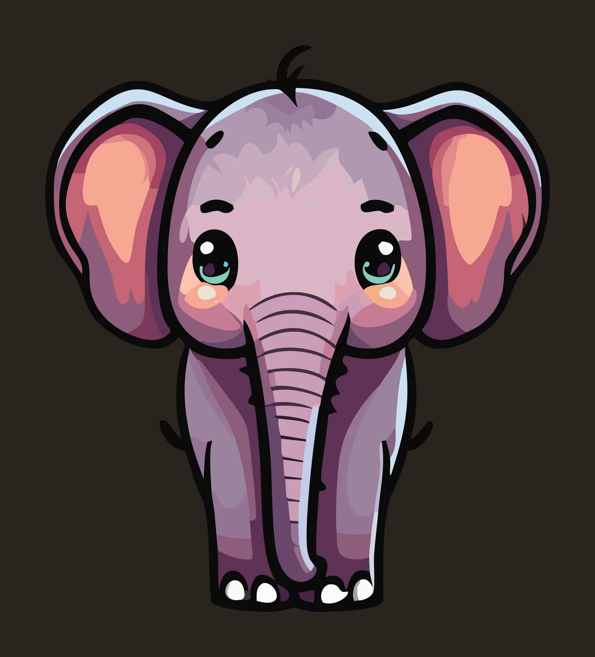 Animal Elephant Head Silhouette Large Ears tusks black white contrast preview thumbnail