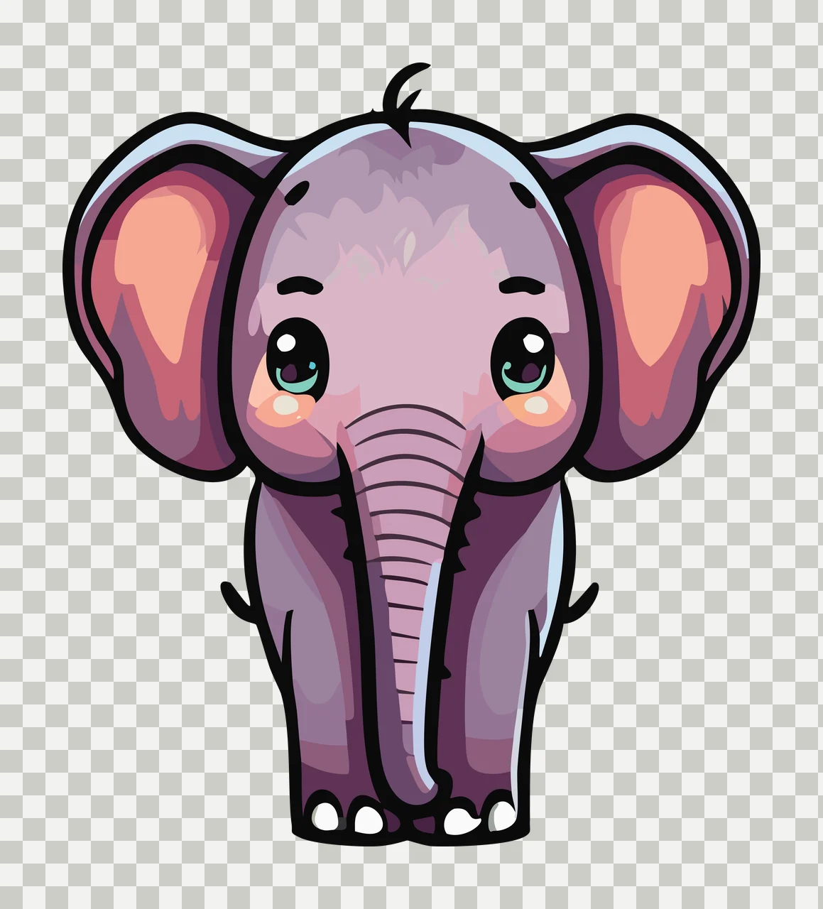 Animal Elephant Head Silhouette Large Ears tusks black white transparency and detail preview thumbnail