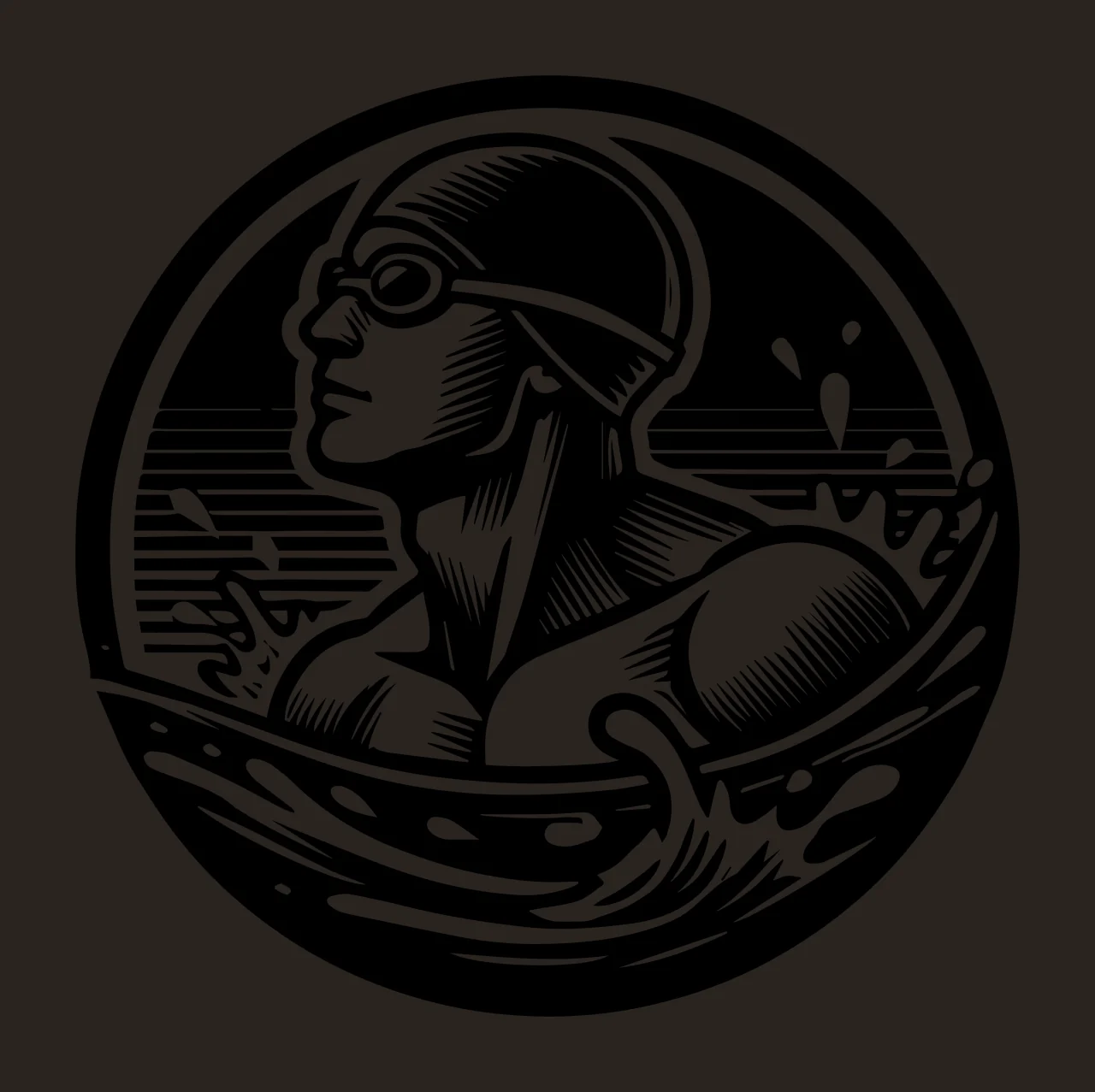 Swimming Person Profile In Water Circle swimmer cap goggles contrast preview thumbnail