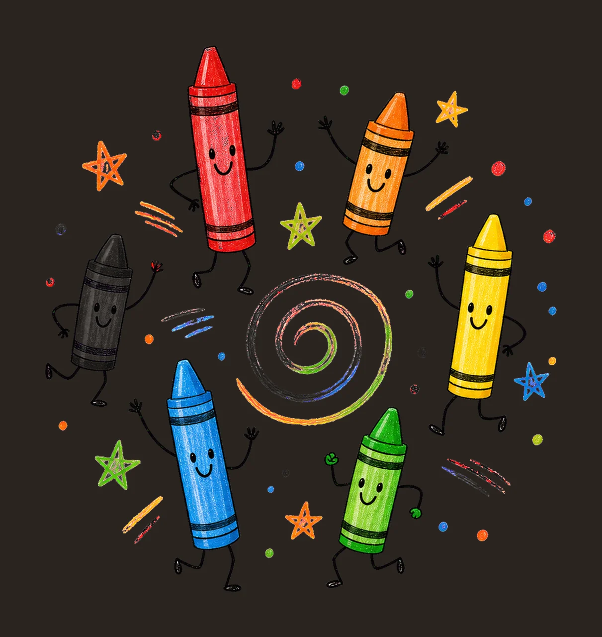 Happy Crayon Doodles Back to School sublimation Variation C contrast preview thumbnail
